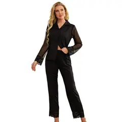 BLWOENS - Pijama de para mujeres - 2 piezas - Negro