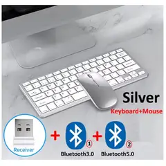 DANWEILE - Combinación de teclado y ratón inalámbricos Bluetooth 50y 24G Blanco