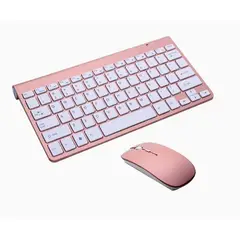 DANWEILE - Miniteclado y ratón inalámbricos USB de 24 G- color oro rosa