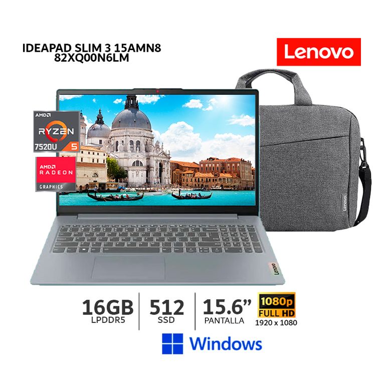 Laptop IdeaPad Slim 3 15AMN8 Ryzen 5 7520U 2.8HZ/ 16Gb Ram/ 512Gb SSD/ 15.6" Wind-82XQ00N6LM