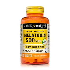 MASON NATURAL - Melatonina - Sueño 500mcg 60 Tabletas Sublinguales -