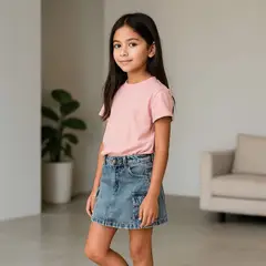 GENERICO - Falda Short Denim Bolsillos Niñas - Angela Kids