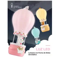 GENERICO - LÁMAPARA DECORATIVA LED GLOBO AEROSTATICO CON CONEJITA PARA NIÑOS