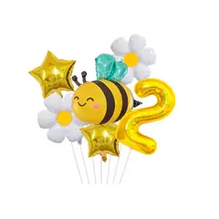 GENERICO - Set globos de margaritas abejas con numero