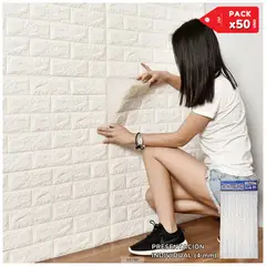 INSPIRA MARKET - Pack x50 Papel Tapiz Mural Decorativo Blanco 4mm