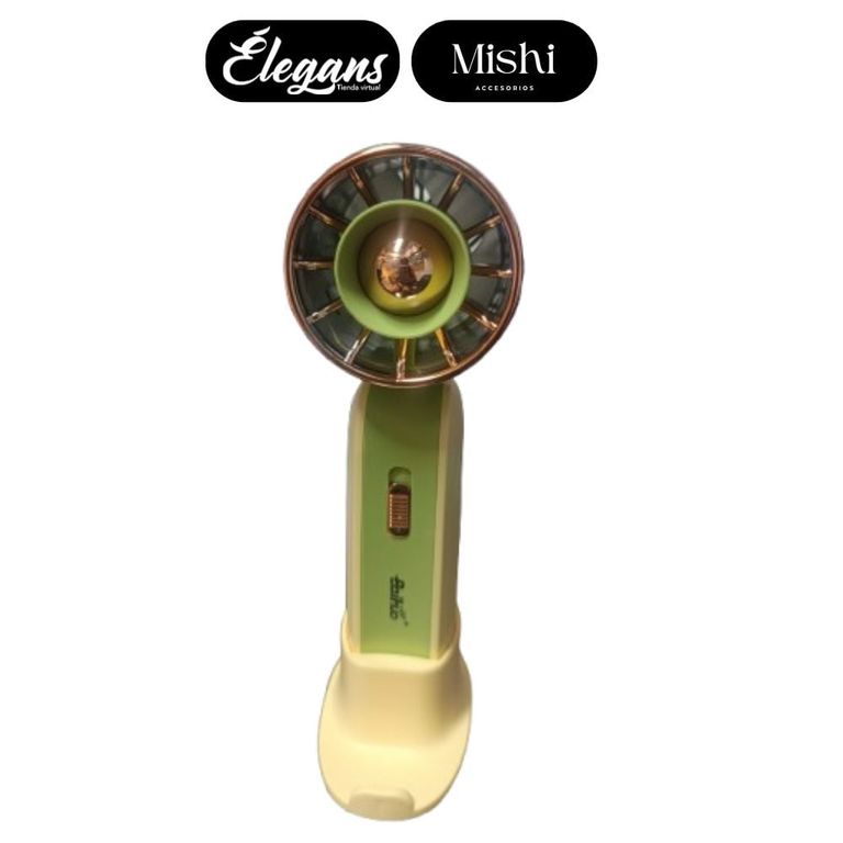 Ventilador de mano con luz led en color naranja Baihuo MY-7493 ÉLEGANS