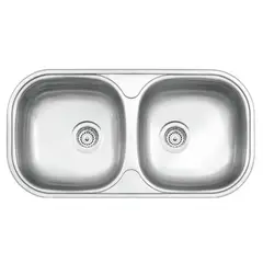 TRAMONTINA - Lavadero de Cocina Doble en Acero Inoxidable 78x40x18cm