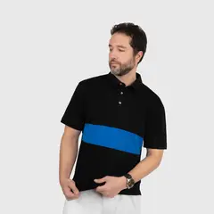 CONUNDRA CLOTHING - Polo Piqué Negro franja Azul 100% Algodón Pima