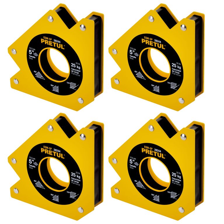 Escuadra magnética 5" para soldar, capacidad 25 kg, 4 unidades