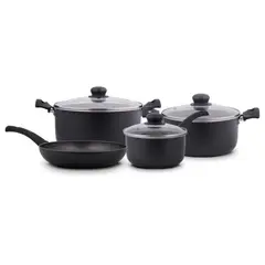 FACUSA - Juego de Ollas Nova Antiadherente con Tapa de Vidrio x7