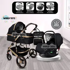 BEAUTIFUL - Coche Moisés de lujo 3 en 1 «L´MILANE» Black