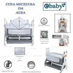EBABY - CUNA MECEDORA ELECTRICA AURA - GRIS
