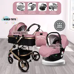 BEAUTIFUL - Coche Moisés de lujo 3 en 1 «L´MILANE» Pink