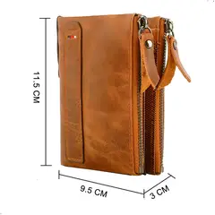 GENERICO - Cartera Billetera De Cuero Genuino Monedero Y Cremallera