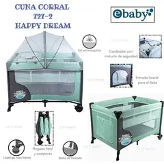 EBABY - CUNA CORRAL CON CAMBIADOR HAPPY DREAM - VERDE