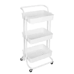 VIDITA - Carrito Carro Organizador Ruedas Multiuso 3 Niveles 2 Asas Blanco