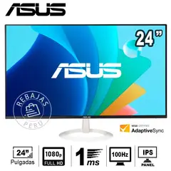 ASUS - Monitor VZ24EHF-W IPS Full HD 100Hz Bajo Consumo y Sin Parpadeo