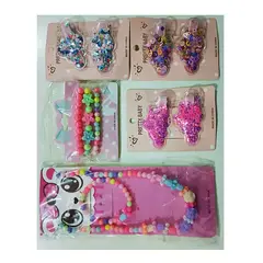 GENERICO - Accesorios De Cabello Para Niñas Set Lazos Ganchos Collar y pulsera