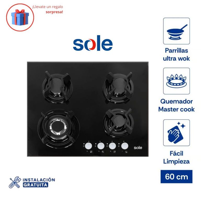 Encimera Vidrio Templado A Gas 60cm