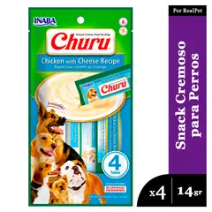 CHURU - Snack Cremoso Perro Pollo y Queso 1 sobre x 4 tubos