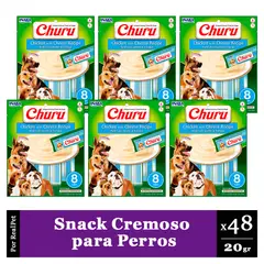 CHURU - Snack Cremoso Perro Pollo y Queso 6 sobres x 8 tubos