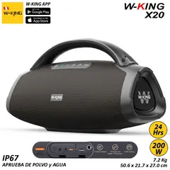 W KING - W-King X20 200W RMS Parlante Bluetooth 5.3 Portátil IP67 24 Horas