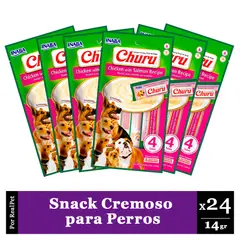 CHURU - Snack Cremoso Perro Pollo y Salmón 6 sobres x 4 tubos