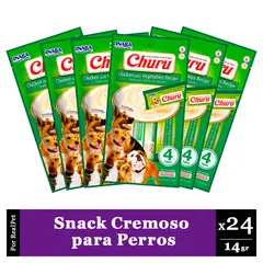 CHURU - Snack Cremoso Perro Pollo Vegetales 6 sobres x 4 tubos