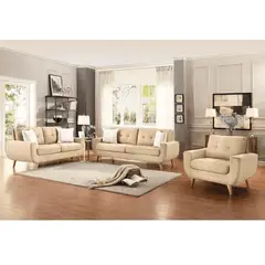 ALTO HOGAR - Juego De Sala Karime 3-2-1 Beige Tapiz Antifluido