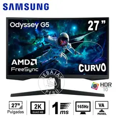SAMSUNG - Monitor Odyssey G5 27 Curvo QHD 165Hz 1ms FreeSync Gaming