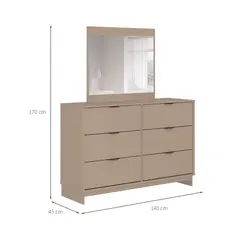 R&R MUEBLES - Cómoda Moderna con Espejo Maggie Capri