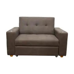 MUEBLES MACRUMO - Sofá Cama Flip color Marrón y Portavasos - Madera Tornillo