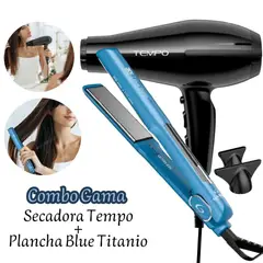 GAMA - Combo Plancha Titanium Dig + Secadora Tempo Negro
