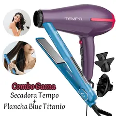 GAMA - Duo Secadora Tempo Morada 3D + Plancha Blue Titanio Dig