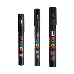 POSCA - Pack 3 Marcadores Negro PC-1M/3M/5M