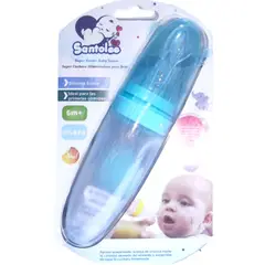 SANTOLEE - Biberón Cuchara de Silicona Celeste