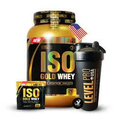 LEVEL PRO - Proteína Iso Gold Whey 2.43 Lbs - Cookies + obsequios