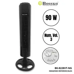 BOSSKO - Ventilador de Torre BK-8228VT-NG de 90w