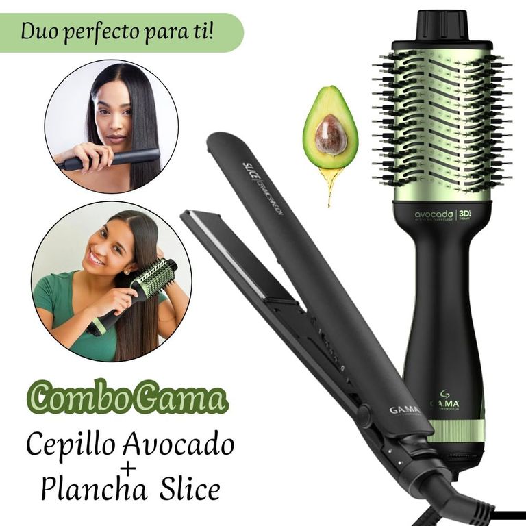 Combo Plancha de Cabello Slice + Cepillo Secador Avocado 3D