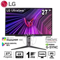 LG - Monitor 27GR93U-B 27 UHD IPS 144Hz 1ms FreeSync G-Sync