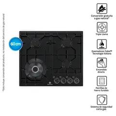INDURAMA - Cocina Empotrable 4 Hornillas EGASI 604CGNE