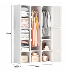 GENERICO - ROPERO PLEGABLE DE 3 CUERPOS CON PUERTAS BLANCAS