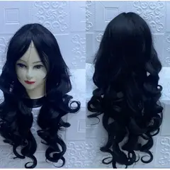 GENERICO - Peluca de anime negra larga rulos