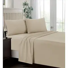 CASATEX - Juego de Sábanas 2 plazas 100% Algodón Beige