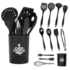 CHEFCHOICE - Set 12 Utensilios De Silicona De Cocina - Negro
