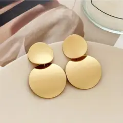 GENERICO - Aretes Colgantes Forma Circular con Baño de Oro para Mujer