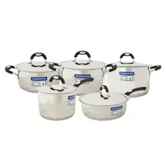 TRAMONTINA - Juego de Ollas 10 Piezas Acero Inoxidable Duo Silicone : 65480/036