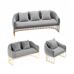 BARAKA HOME - Juego de sala 3 2 1 Luxury Sveti - Gris claro