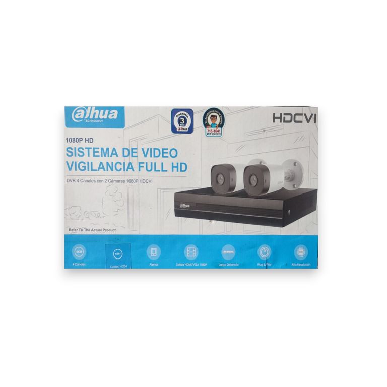 Kit de Videovigilancia 4 Canales 1080p Lite con DVR 2 Cámaras Bullet 2mp