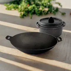 LUGANO - Pack wok 30cm con asas & cacerola mini 10 cm - hierro fundido